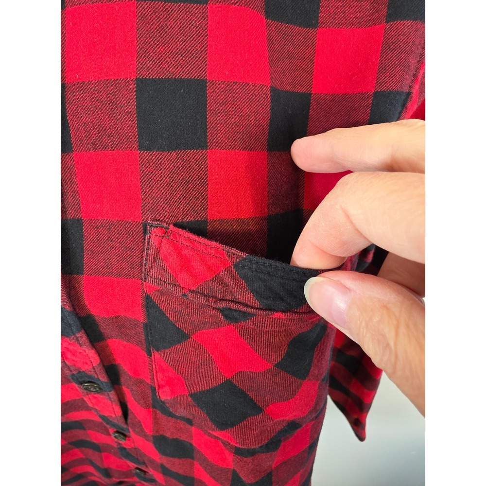 Eddie Bauer Women's XS Red Black Buffalo Plaid Flannel Shirt Long Sleeve /B60 - Picture 4 of 7